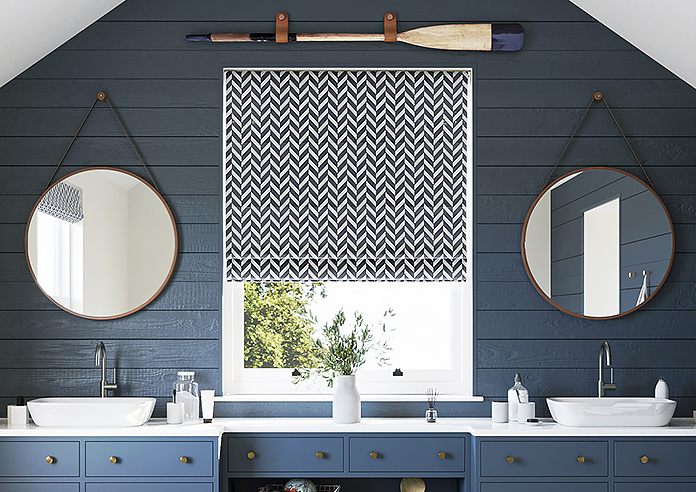 Chevron Stripe, Navy - Roman Blind - Image 3